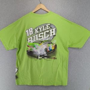 Kyle Busch Shirt Men’s 2XL Green M&M #18 Joe Gibbs Racing Nascar 2 Sided